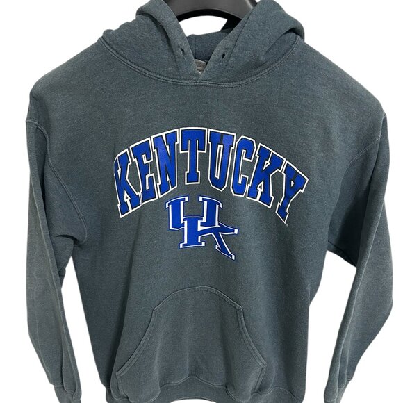 Kentucky Wildcats Hooded Sweatshirt Size Medium Gray Blue Gildan - Picture 1 of 6
